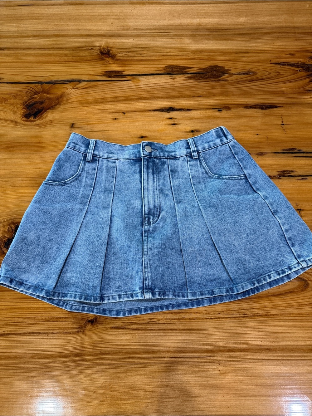Harper & Ivy Light Blue Denim Pleated Skater Skirt/skort - Picture 1 of 4